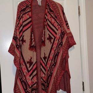 Pink/Red Open Poncho